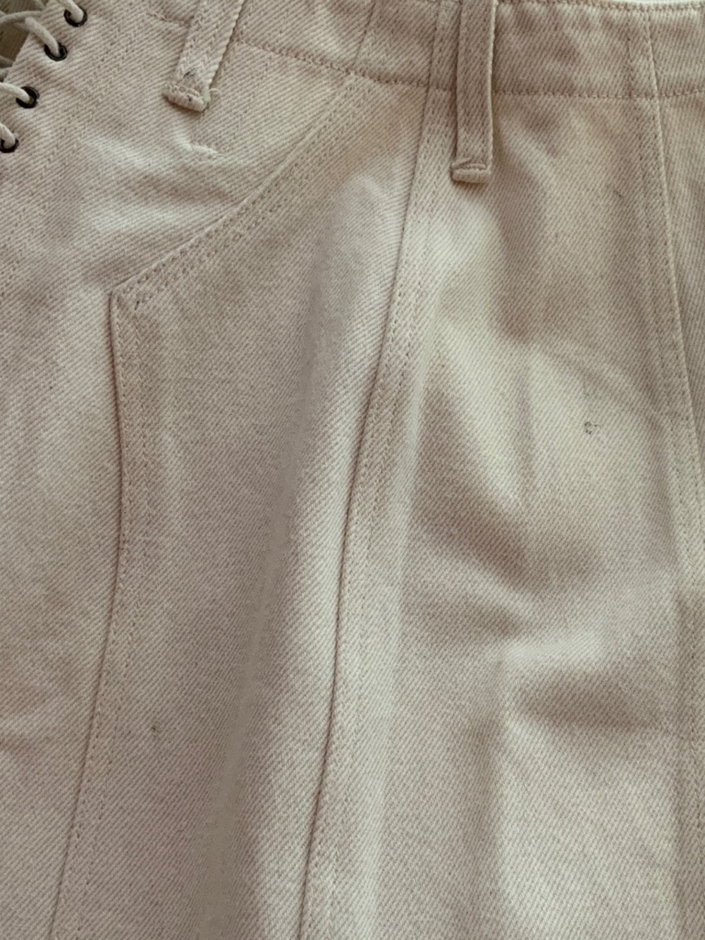 RARE SOUGHT AFTER 1991 ALAIA RUNWAY LACE UP IVORY DENIM MINI SKIRT XS - Picture 11 of 11